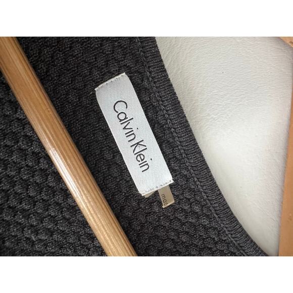 Calvin Klein dark gray Knit Sweater Dress Scalloped babydoll feminine - Picture 3 of 9